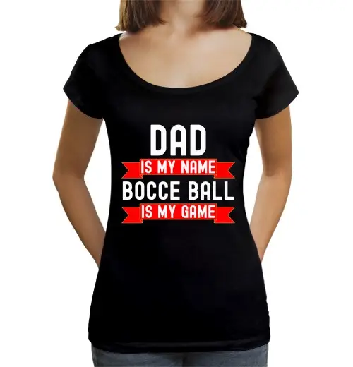 T-shirt da donna scollo amplio Loose Fit papà è il mio nome le bocce sono il mio