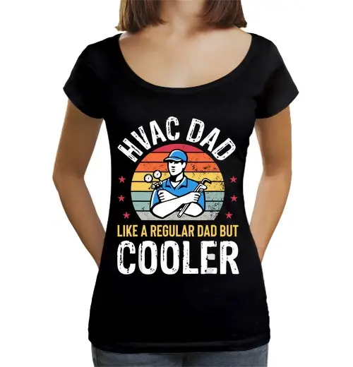 T-shirt da donna scollo amplio Loose Fit papà HVAC ma più figo uomini divertente HVAC