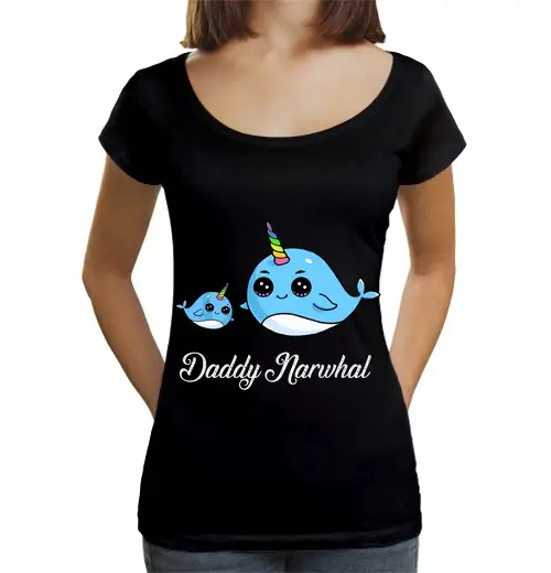 T-shirt da donna scollo amplio Loose Fit papà narvalo regalo carino narvalo per