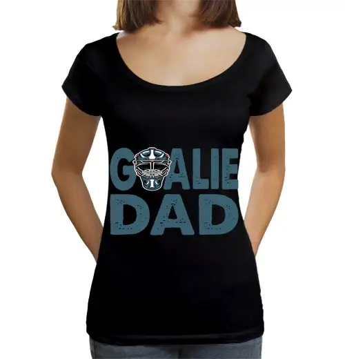T-shirt da donna scollo amplio Loose Fit papà portiere di hockey su ghiaccio