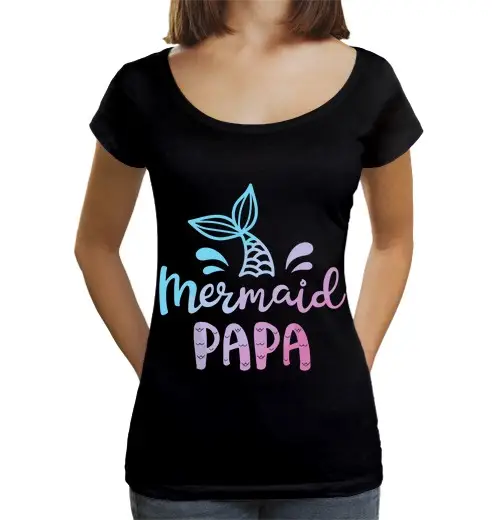 T-shirt da donna scollo amplio Loose Fit papà sirena divertente papà tritone papà
