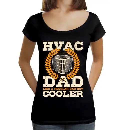 T-shirt da donna scollo amplio Loose Fit papà tecnico HVAC sul retro dei vestiti