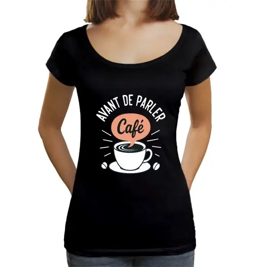 T-shirt da donna scollo amplio Loose Fit prima di parlare t-shirt caffè umorismo caffeina