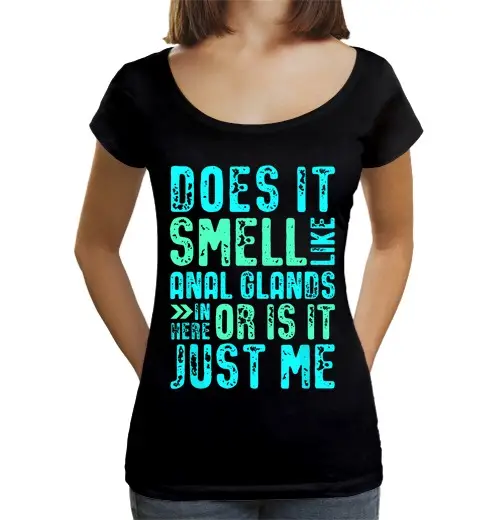 T-shirt da donna scollo amplio Loose Fit puzza di ghiandole anali divertente