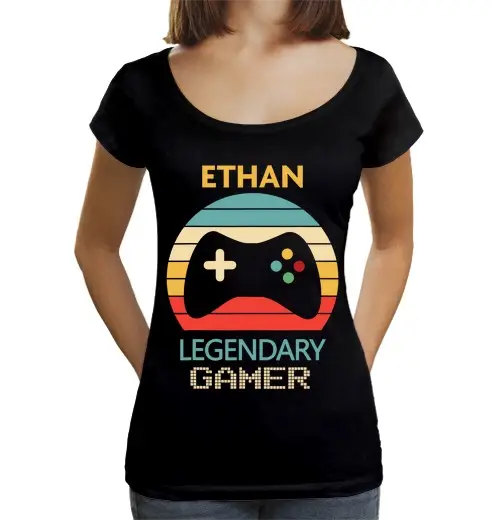 T-shirt da donna scollo amplio Loose Fit regalo personalizzato nome ethan