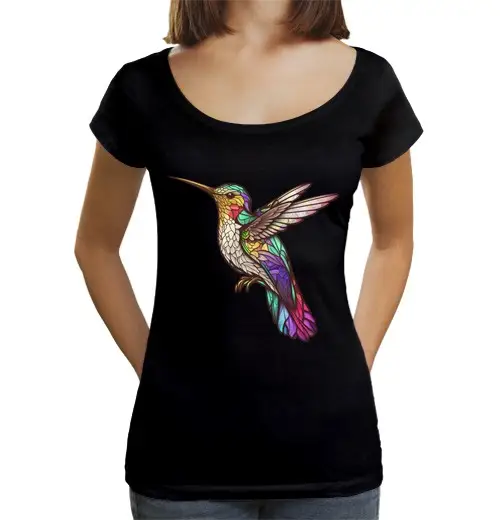 T-shirt da donna scollo amplio Loose Fit ritratto animale dell39uccello del coli