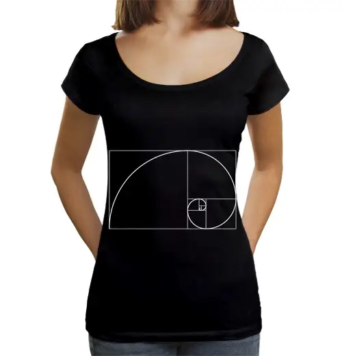 T-shirt da donna scollo amplio Loose Fit sequenza di Fibonacci regola del rapporto aureo