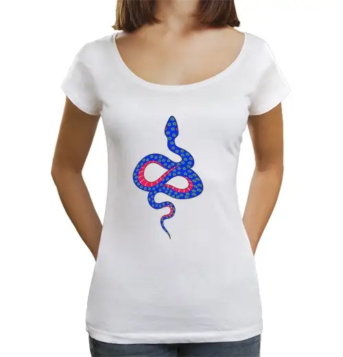 T-shirt da donna scollo amplio Loose Fit serpente di fiori