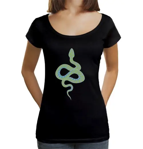T-shirt da donna scollo amplio Loose Fit serpente