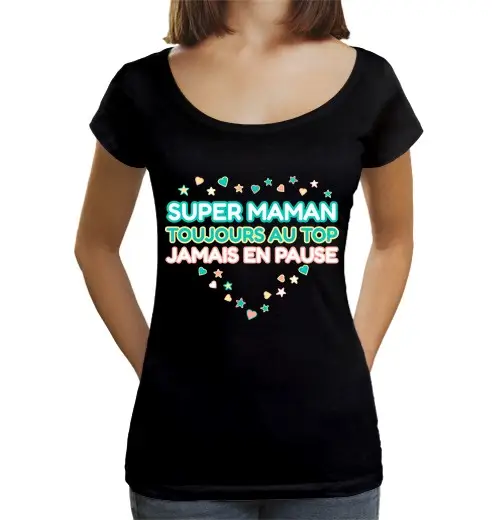 T-shirt da donna scollo amplio Loose Fit super mamma regalo per la festa della