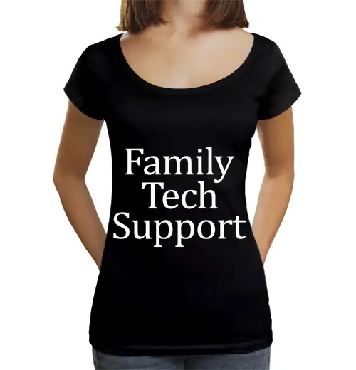 T-shirt da donna scollo amplio Loose Fit supporto tecnico familiare