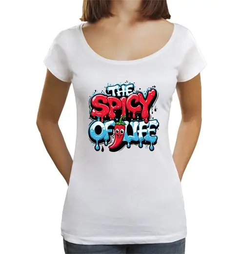 T-shirt da donna scollo amplio Loose Fit THE SPICY OF LIFE