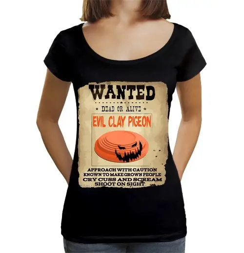T-shirt da donna scollo amplio Loose Fit trappola per piccioni di argilla malvagia sportiva