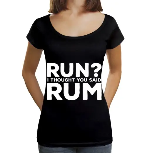 T-shirt da donna scollo amplio Loose Fit uomini corrono pensavo avessi detto rum divertente