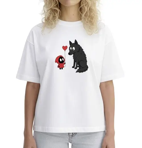 T-shirt donna boxy amore lupo