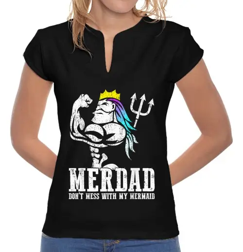 T-shirt donna colletto alla coreana giorno del padre t merda non toccare il mio