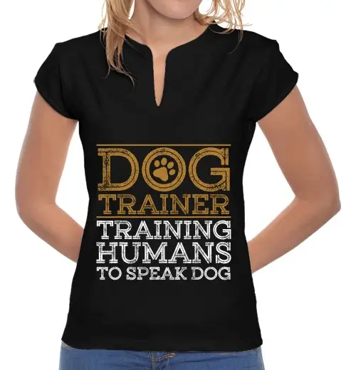 T-shirt donna colletto alla coreana istruttore di cani divertente per uomini donne cani