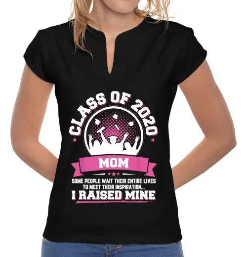 T-shirt donna colletto alla coreana mamma orgogliosa di un laureato della classe del 2020