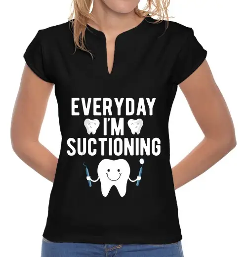 T-shirt donna colletto alla coreana ogni giorno succhio dentale divertente