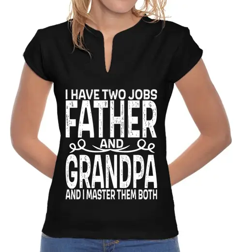 T-shirt donna colletto alla coreana padre e nonno