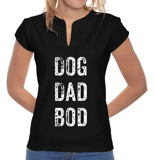 T-shirt donna colletto alla coreana papà cane muscoloso