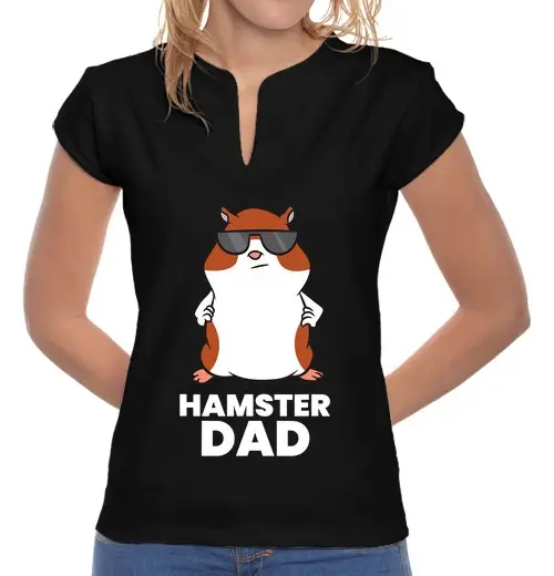 T-shirt donna colletto alla coreana papà criceto divertente criceto con