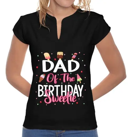 T-shirt donna colletto alla coreana papà della dolce ragazza di compleanno ghiaccio