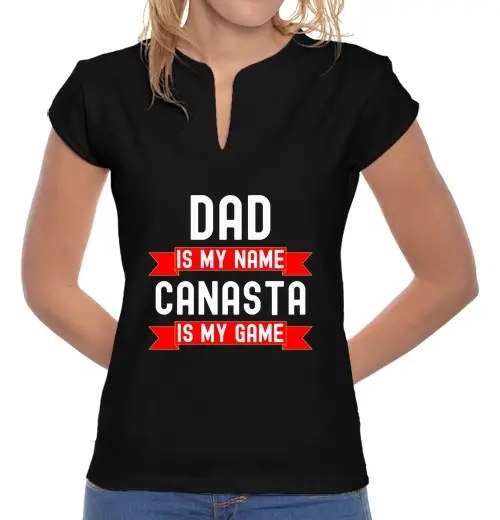 T-shirt donna colletto alla coreana papà è il mio nome canasta è il mio gio