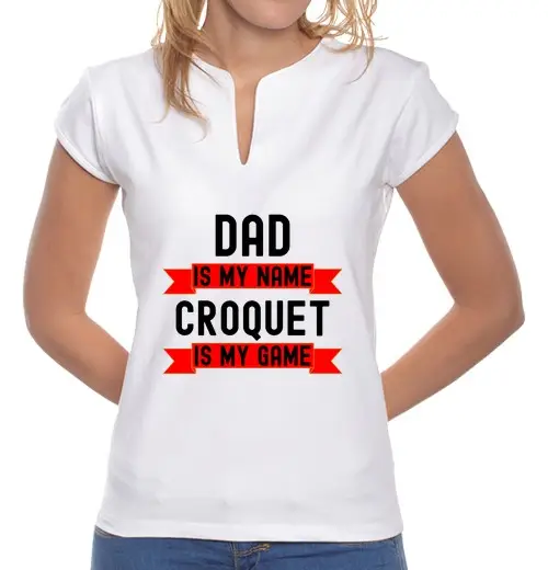 T-shirt donna colletto alla coreana papà è il mio nome il croquet è il mio