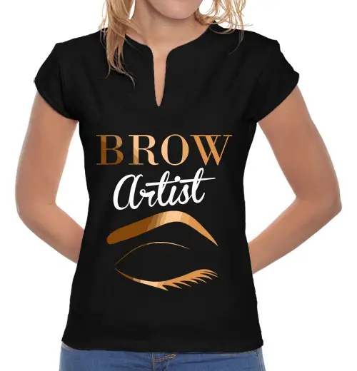 T-shirt donna colletto alla coreana regalo di trucco microblading artista delle sopracciglia