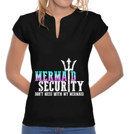 T-shirt donna colletto alla coreana sirena sicurezza non toccare il mio
