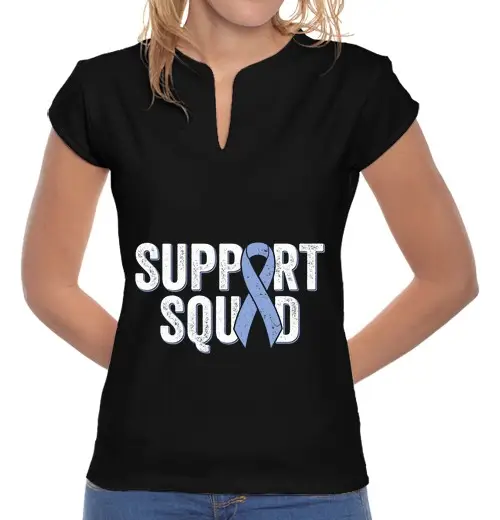 T-shirt donna colletto alla coreana squadra di supporto per il cancro esofageo