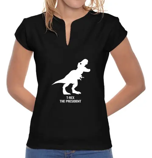 T-shirt donna colletto alla coreana t-rex il presidente