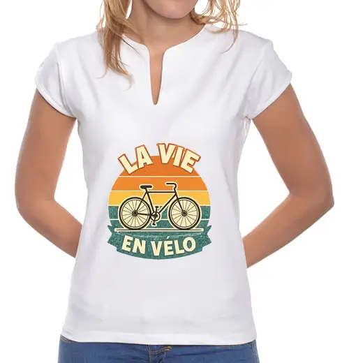 T-shirt donna colletto alla coreana t-shirt rétro la vita in bicicletta il regalo ideale per gli appassionati di ciclismo