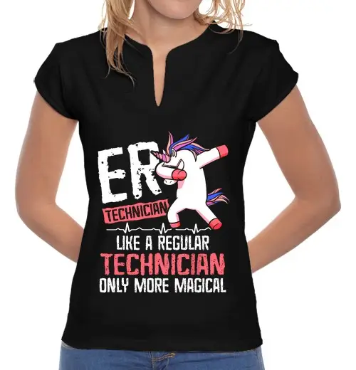 T-shirt donna colletto alla coreana tecnico di emergenza magica in pronto soccorso