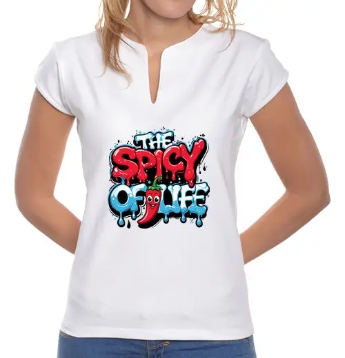 T-shirt donna colletto alla coreana THE SPICY OF LIFE