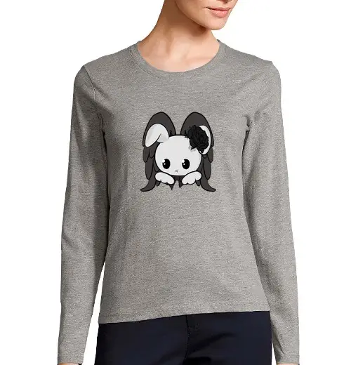 T-shirt donna manica lunga coniglietto dark