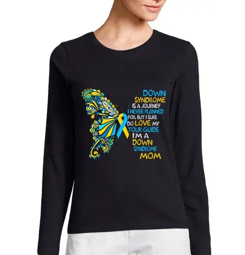 T-shirt donna manica lunga mamma orgogliosa di t21 sindrome di down è una