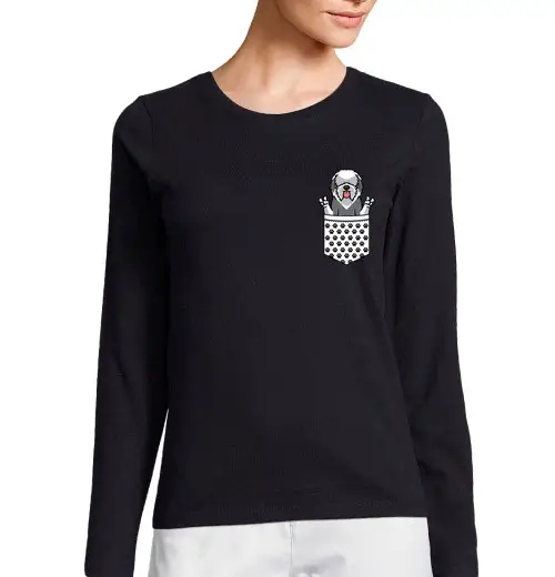 T-shirt donna manica lunga vecchio cane pastore inglese