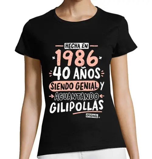 T-shirt donna taglio classico maniche corte 1986 40 anni di genialità e