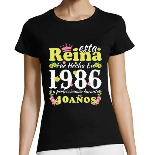 T-shirt donna taglio classico maniche corte 40 anni regalo di compleanno donna fatta nel 1986