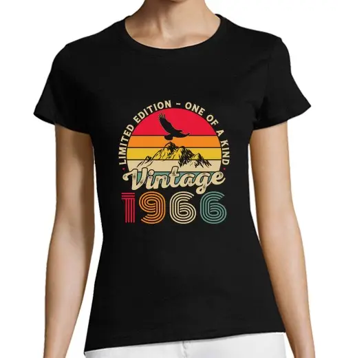 T-shirt donna taglio classico maniche corte 60 compleanno 60 anni vintage 1966