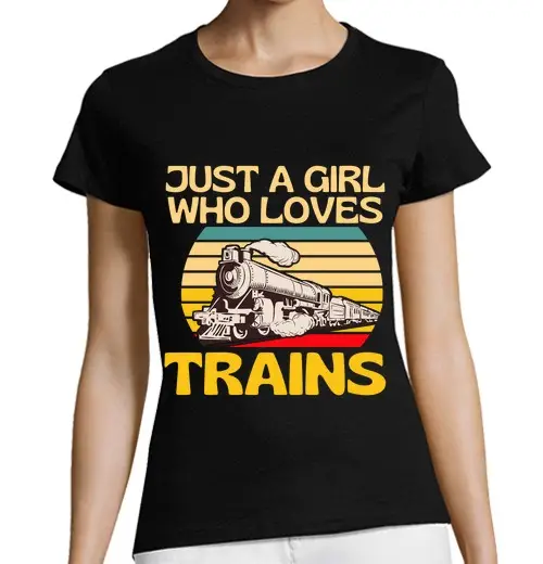 T-shirt donna taglio classico maniche corte solo una ragazza che ama i treni ferrov