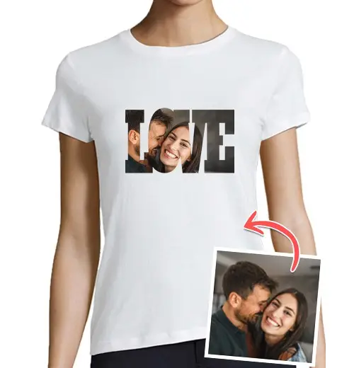 T-shirt donna taglio classico maniche corte t-shirt amore con foto personalizzabile