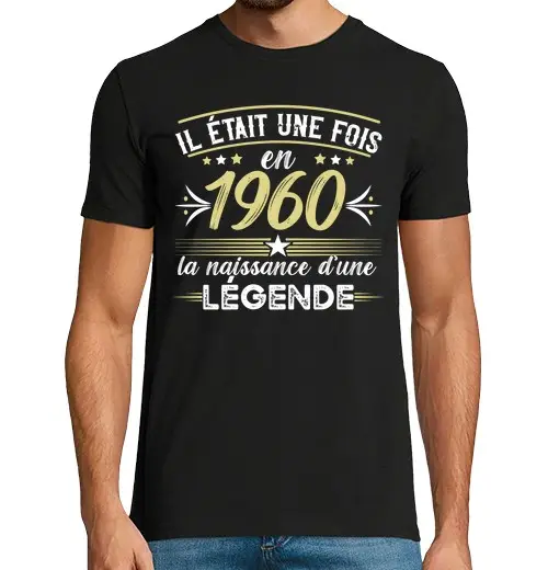 T-shirt uomo manica corta 1960 anno di nascita anniversario