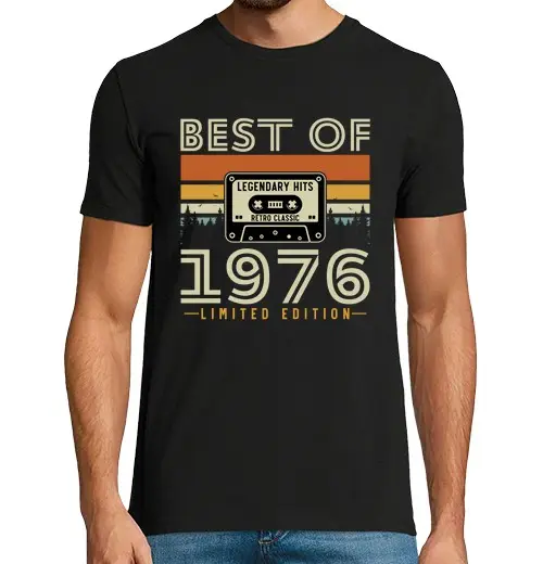 T-shirt uomo manica corta 50 anni 1976 vintage compleanno vintage