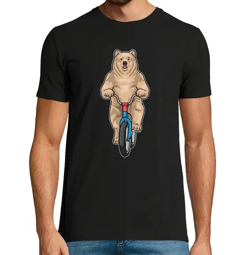 T-shirt uomo manica corta bicicletta orso