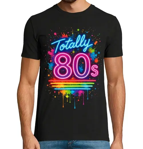 T-shirt uomo manica corta Effetto graffiti al neon totalmente ann