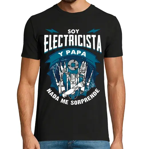 T-shirt uomo manica corta elettricista e papà niente mi sorprende, regalo festa del papà