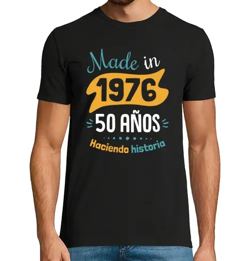 T-shirt uomo manica corta fatto nel 1976 50 anni a fare storia
